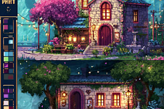 create custom pixel art backgrounds and game scenes