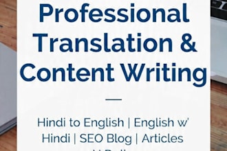do hindi to english translation and seo content writing
