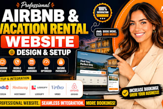 build airbnb website vacation rental website, setup beds24 hostaway lodgify vrbo