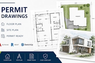 create permit drawings, building permit plans, floor plan, site plan