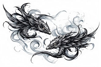 illustration for anime tattoo in color