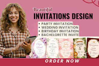 editable canva birthday invitation design wedding invite website template, etsy