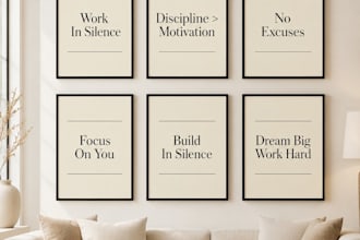 send you 10 minimalist motivational wall art prints PDF