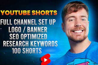 create a youtube shorts channel with 100 short videos