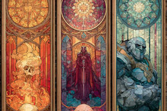 create stunning vintage stained glass posters
