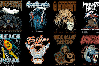 create vintage design clothing and merchandise band