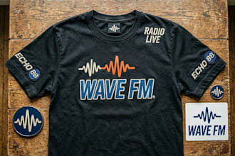 design high quality custom vintage radio stations logo with t shirt design