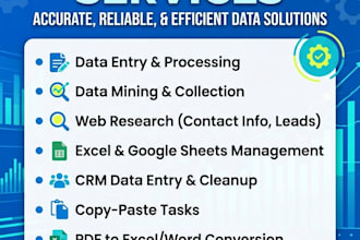 be your virtual assistant for data entry and copy paste work