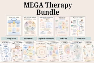 design therapy workbook counseling workbook, nutrition guide, canva editable PDF