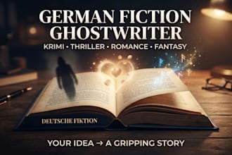 ghostwrite your german krimi thriller romance or fantasy ebook, novel