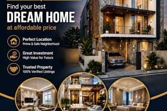 design modern real estate flyers and social media posts