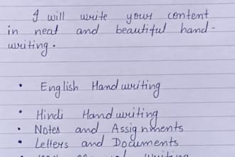 write handwriting notes in hindi and english