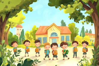 draw custom children story book illustration
