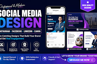 design instagram posts, facebook cover, linkedin carousel and social media canva