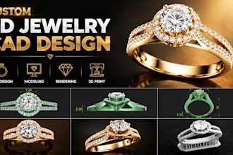 create custom 3d jewelry cad design with photorealistic rendering