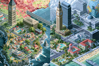 draw vector map or isometric map in illustrator