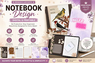 design aesthetic printable digital notebooks