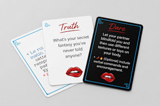 design adult date night card game truth or dare couples drinking party flashcard