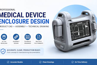 design medical device enclosure, product cad and assembly technical drawing