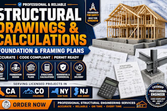 structural drawings and calculations foundation and framing plans in ca co ny nj