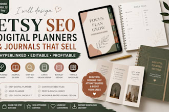 etsy seo journal etsy digital planner etsy journal design hyperlinked planner