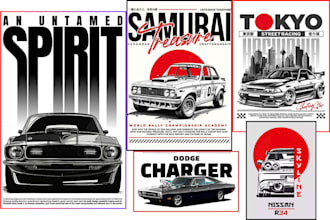 design custom car racing  t shirt for automotive brands and merch