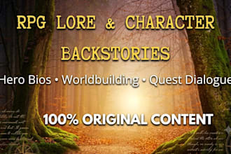 write rpg character lore, hero bios, and quests