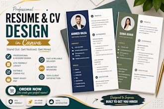 design a professional resume and CV in canva