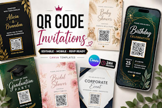 create qr code digital invitation card mobile event invite editable templates
