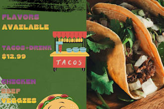 professional mexican taco restaurant menu template design