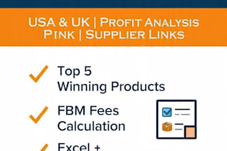 do 5 amazon product research for USA and UK with profit analysis