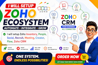 setup zoho inventory people social recruit meeting creator flow saleiq zoho crm