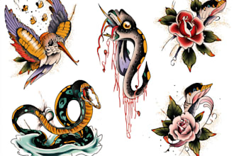 create a bold japanese inspired tattoo artwork concept