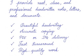 write neat handwritten notes, letters, and documents