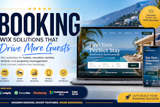 design wix booking website vacation rental hotel booking, airbnb listing website