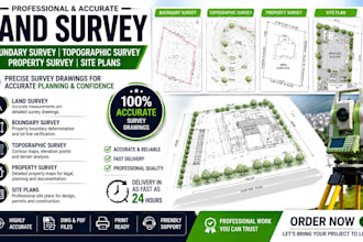 create land survey boundary survey topographic survey property survey, site plan