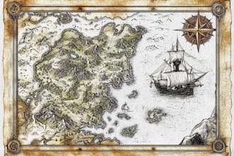illustrate a unique fantasy world map for books and games