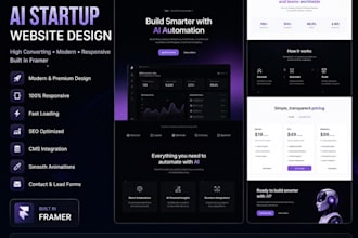 design framer ai startup website, saas landing page and modern ai business web