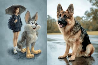 illustrate a pet portrait into cartoon disney