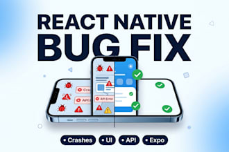 fix react native bugs, crashes, expo errors, API and UI issues