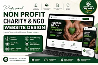 design non profit charity ngo finance website with donation crowdfunding grants