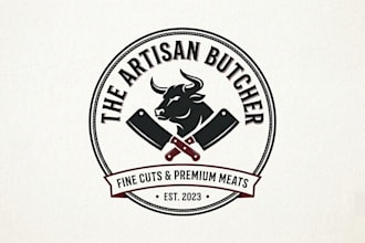 design butcher logo for meet store restaurant meet cutting
