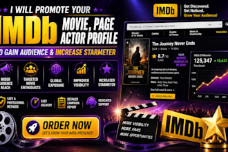 increase imdb page starmeter, movie ranking, actor page via imdb promotion