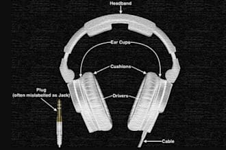 design 3d headphones industrial products with complete tech pack
