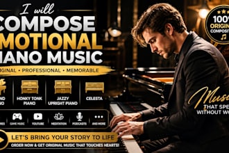 compose emotional grand piano, honky tonk piano, jazzy upright piano celesta