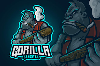 design a powerful gorilla logo for fitness and gym brands