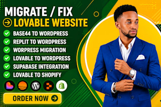bug fix, migrate lovable to shopify base44, supabase rocket dashboard setup