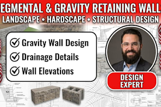 design segmental gravity retaining wall plans for landscape hardscape projects