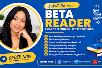 be your professional beta reader for romance fantasy sci fi novels
