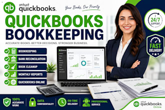do quickbooks bookkeeping, cleanup, bank reconciliation, and monthly book